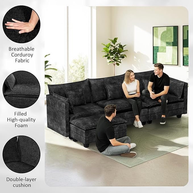 LEVELEVE 112.5" L-Shape Modular Sofa - Image 6
