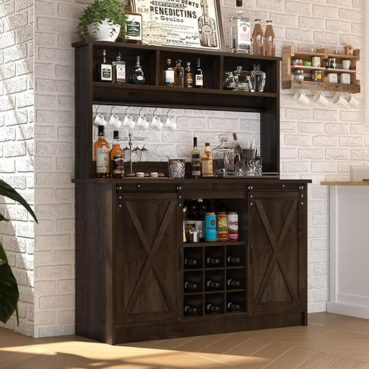 4ever2buy Farmhouse Coffee Bar Cabinet by 4ever2buy
