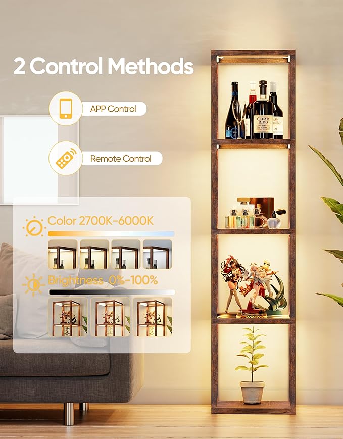 PARTPHONER Floor Lamp Glass Display Shelf - Image 3