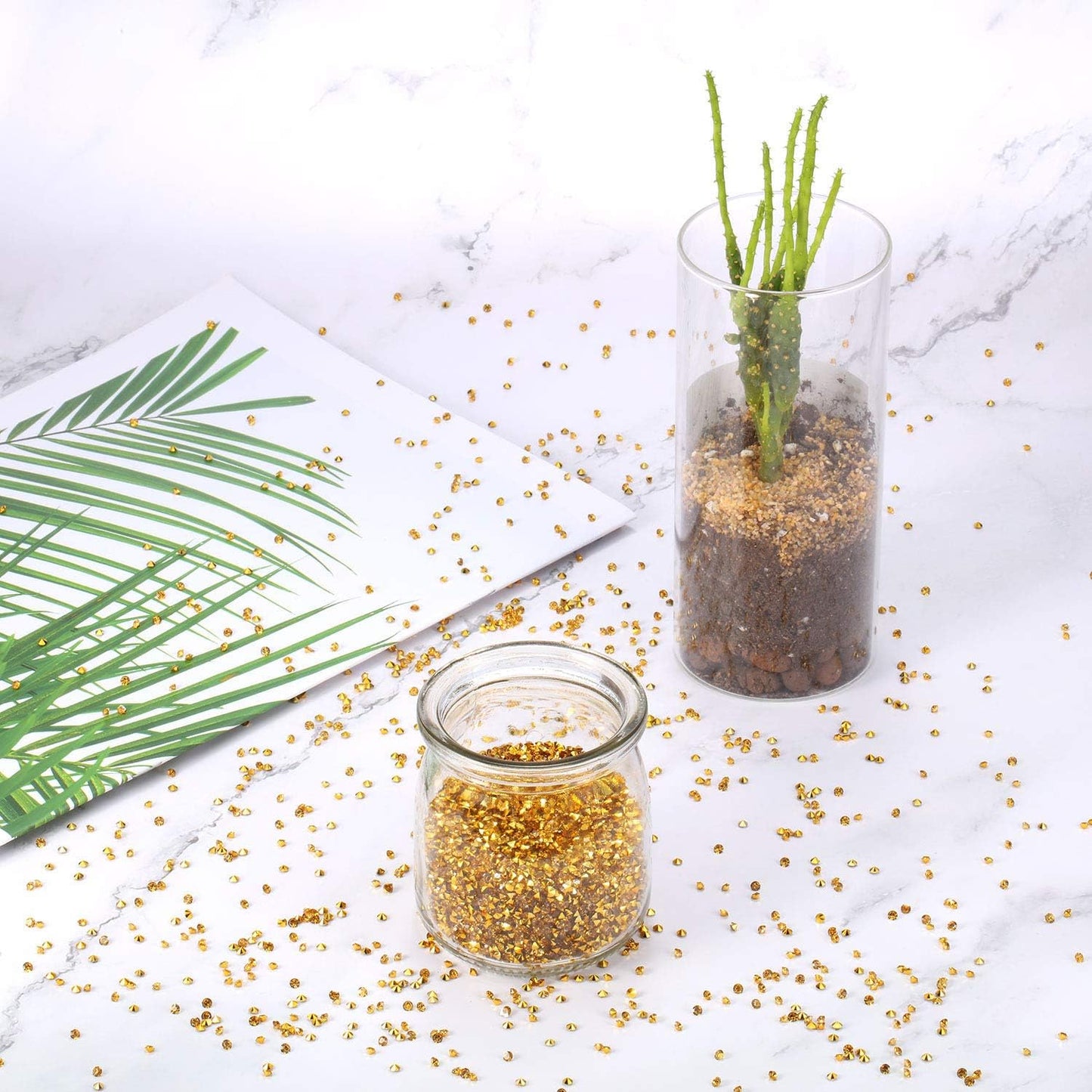 10000 Clear Wedding Table Scatter Confetti Crystals Acrylic Diamonds Rhinestones for Table Centerpiece Decorations Wedding Decorations Bridal Shower Decorations Vase Beads (Gold, 4 MM)