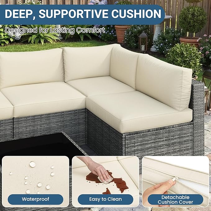 Wisteria Lane 7 Pieces Outdoor Patio Furniture Set, Wicker Outdoor Patio - Image 5