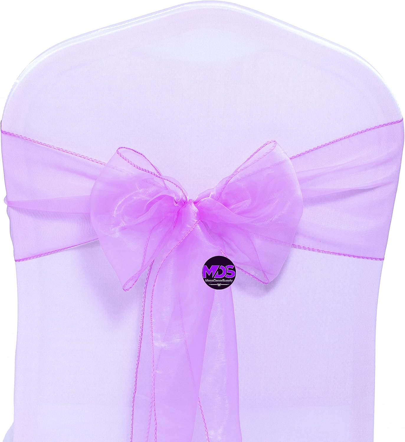 MDS Pack of 250 PCS Organza Chair Sashes Wider Dining Chair Bows Ribbon Tie Back for Wedding Party Birthday Bridal Shower Reception Event Banquet Home Chair Cover Decoration - Light Purple
