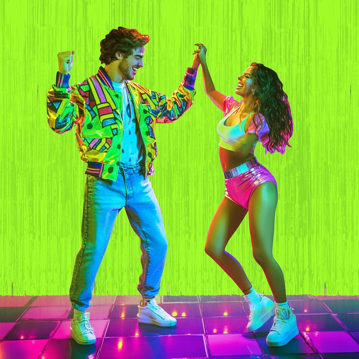 3 Pack 3.3Ft x 6.6Ft Yellow Glow in The Dark Foil Fringe Curtain Backdrop Party Supplies, Fluorescent Macaron Metallic Tinsel Foil Streamers Curtain Photo Booth for Neon Birthday Party Decorations