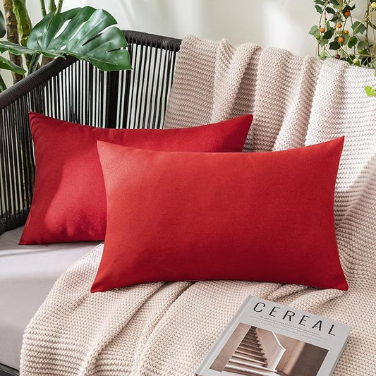 MIULEE Pack of 2 Decorative Outdoor Solid Waterproof Throw Pillow Covers Faux by MIULEE