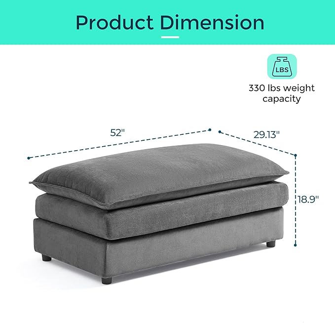 LINSY HOME Ottoman Modular for Sectional Sofa Couch, Cloud Sofa Movable Ottoman - Image 2