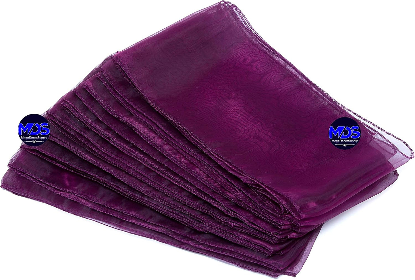 MDS Pack of 150 PCS Organza Chair Sashes Wider Dining Chair Bows Ribbon Tie Back for Wedding Party Birthday Bridal Shower Reception Event Banquet Home Chair Cover Decoration - Eggplant