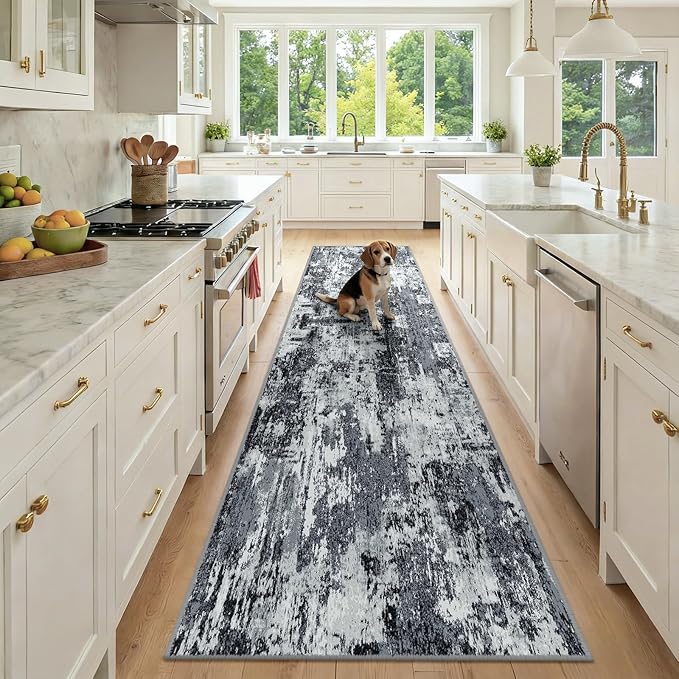 RELEANY Washable Area Rugs 2'6"x10 Non-Slip Modern Abstract Soft by RELEANY