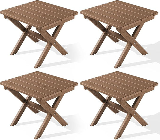 SERWALL Folding Outdoor Side Table Set of 4, Small Adirondack Side Table by SERWALL