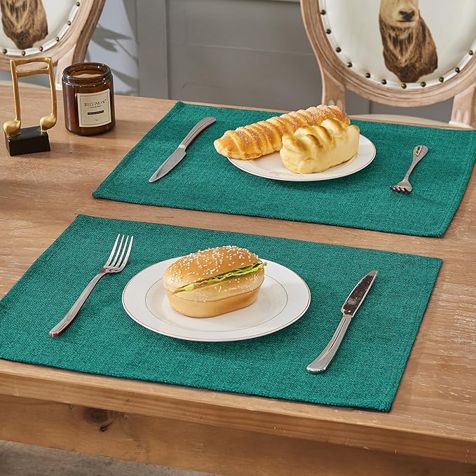BALCONY & FALCON Placemats Set of 4 Faux Linen Cloth Place Mats Washable - Image 6