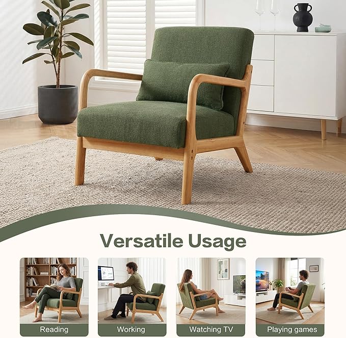 Mid Century Accent Chair, Comfy Arm Chair - Image 7