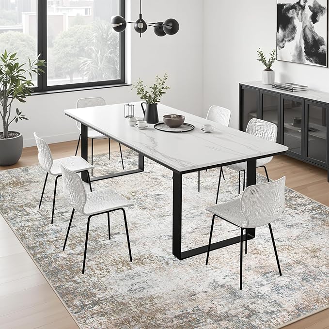 10x14 Area Rug Living Room Rug: Washable Modern Abstract Soft Thin Rug Indoor - Image 4
