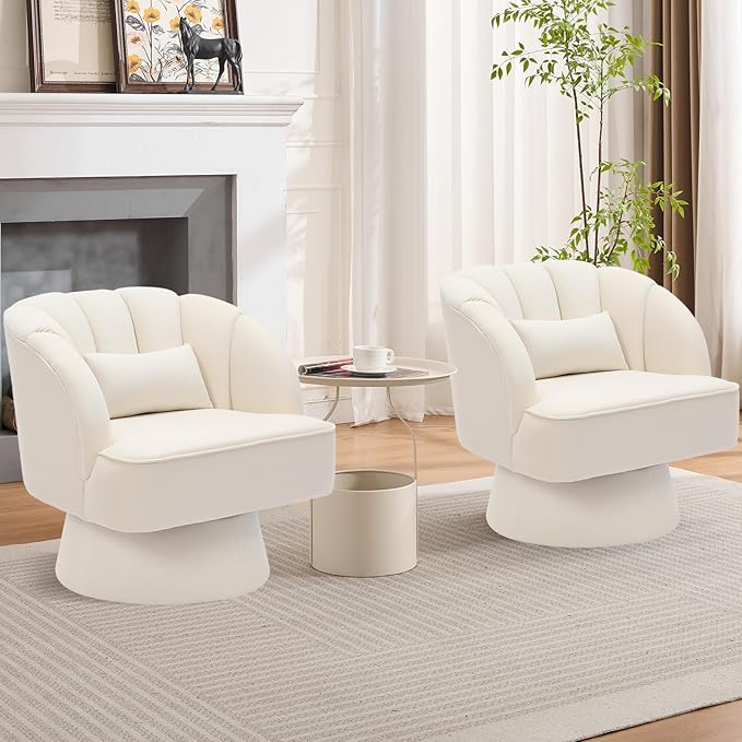Garvee Ultra-Plush Swivel Accent Chair, 360° Barrel Lounge Chair - Image 3