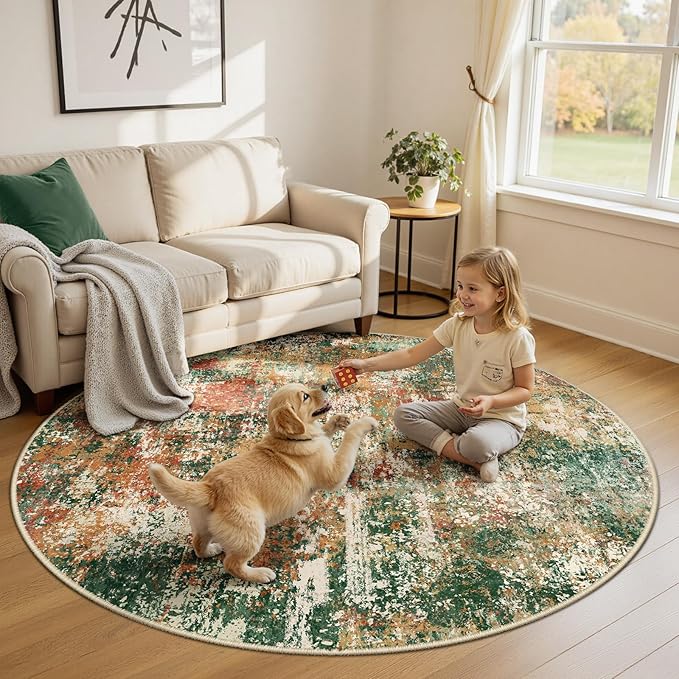 RELEANY Washable Area Rugs 6ft Non-Slip Modern Abstract Soft - Image 2