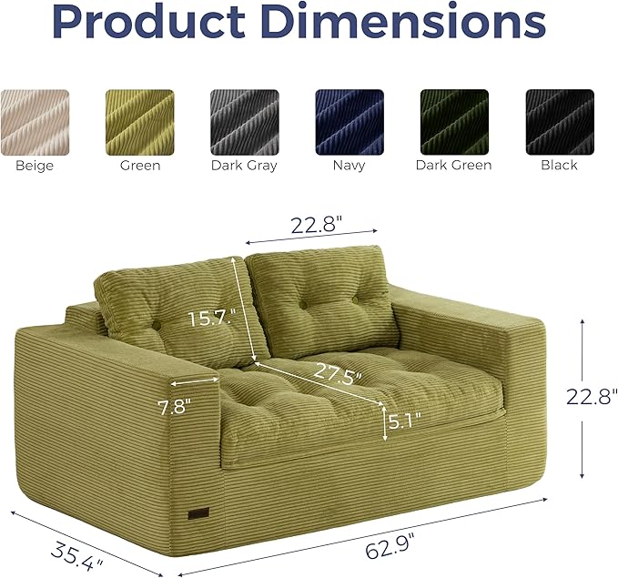 MAXYOYO 63" Loveseat Sofa Couch - Image 2