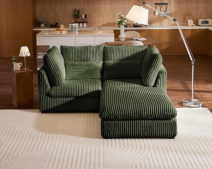77" Oversized Corduroy Couch Modular Sectional Sofa, Washable Cloud Couch by CHICHOUSE