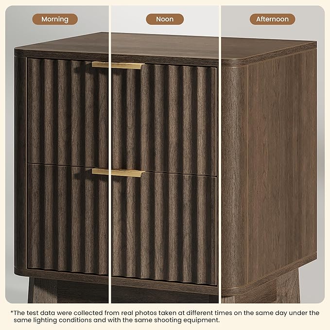 Fluted Nightstand Set of 2, Modern End Table - Image 5