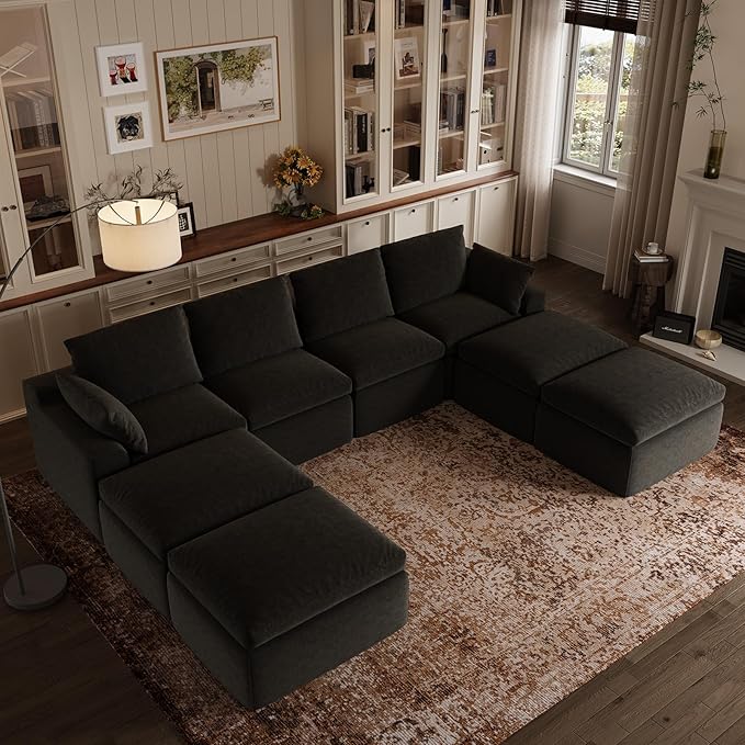 Novilla 133.8" Modular Cloud Couch, Modern Sectional Sofa by Novilla