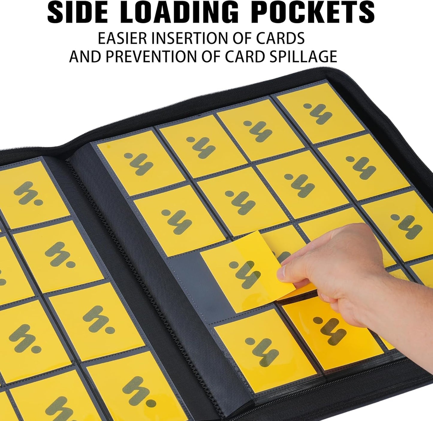 Premium 1000+ Pockets Card Binder,16 Pockets Card Binder Ringless Side Loading Trading Card Album Folder for TCG -Dark Orange