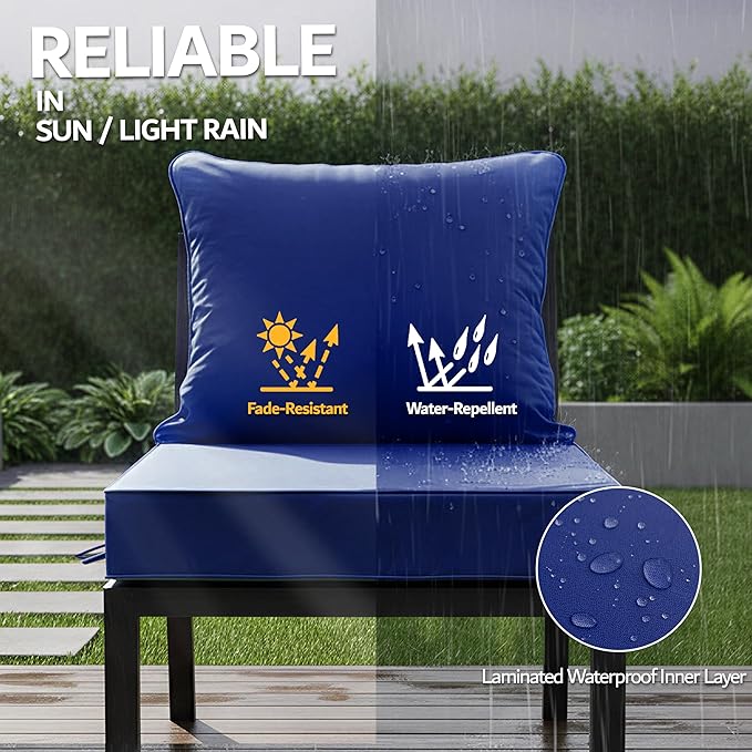 19x19 Inch Patio Chair Cushions Set of 4, Outdoor Furniture Cushions - Image 3