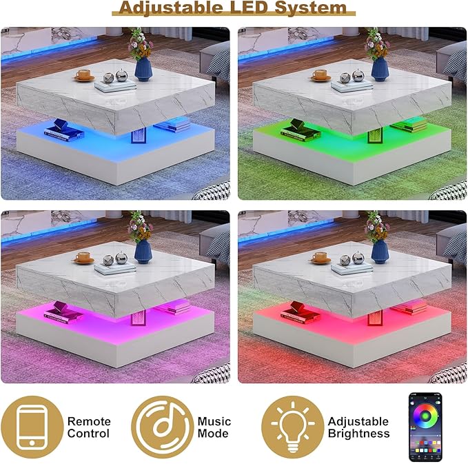 jiteentarou 33.9 Inch Modern LED Coffee Table - Image 3