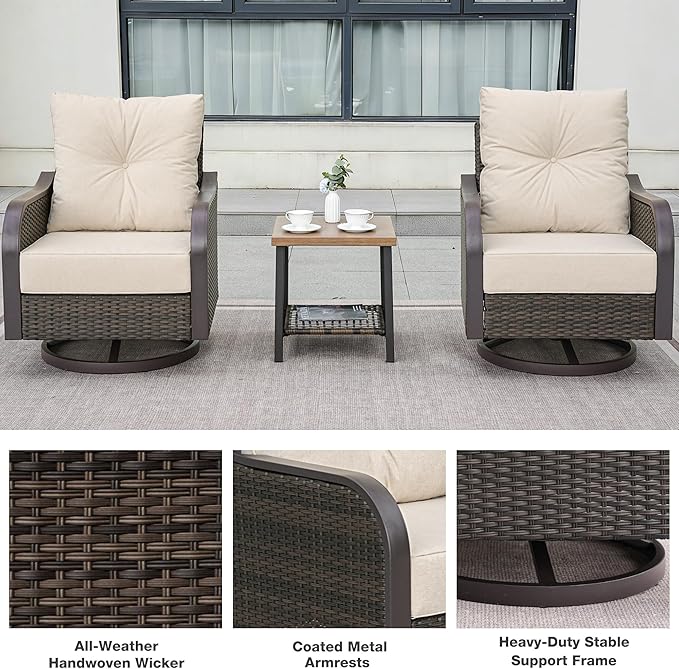 Outdoor Swivel Rocker Chairs, Wicker Swivel Rocking Chairs - Image 5