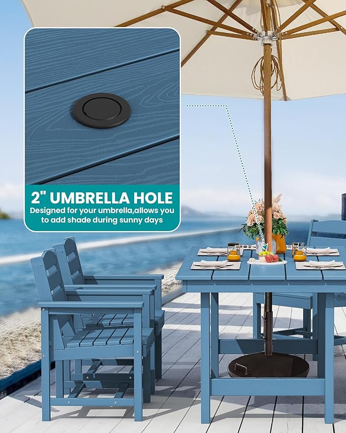 SERWALL Patio Table Set, Outdoor HDPE Dining Furniture - Image 2