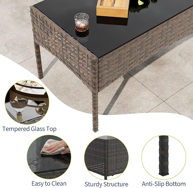GAOMON 4-Piece Patio Furniture Set, Modern PE Rattan Conversation Set - Image 6