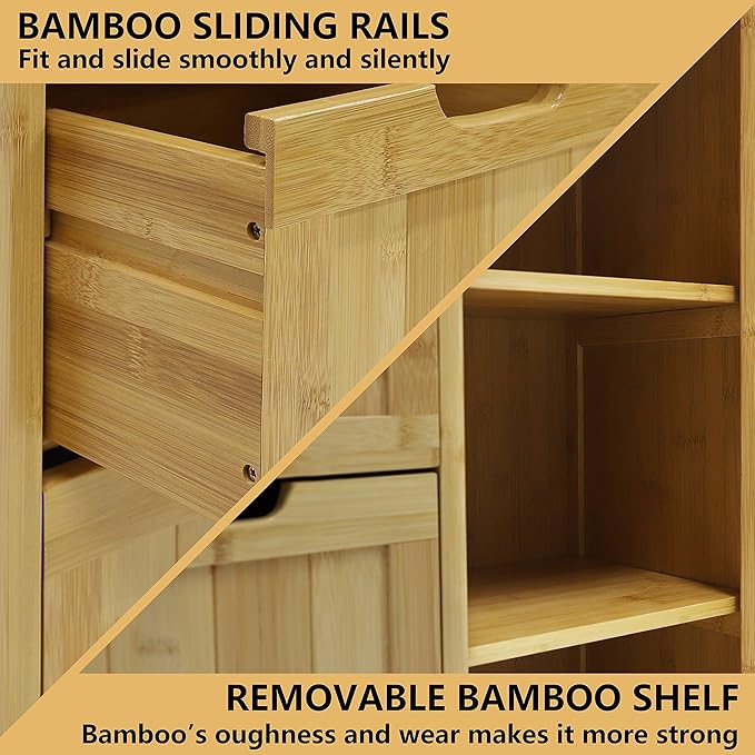 Yardenaler Bamboo Bathroom Storage Cabinet - Image 6