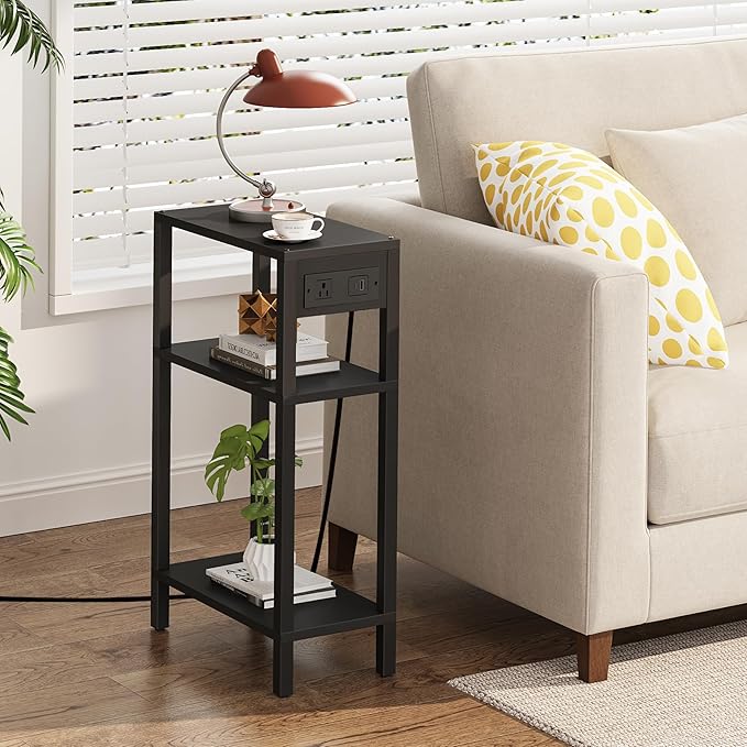 TUTOTAK Narrow Side Table with Charging Station, Small End Table with USB Ports - Image 9