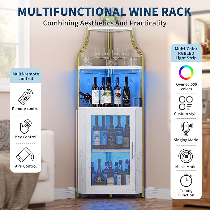 GarveeHome Corner Bar Wine Cabinet - Image 6