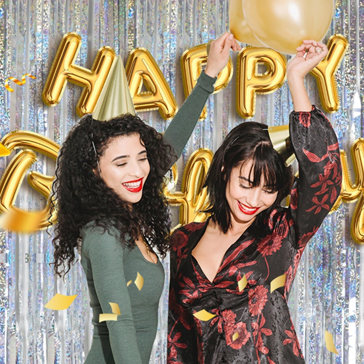 QRabbit 4 Pack Foil Curtain Backdrop, Silver Metallic Tinsel Foil Fringe Curtains, Party Streamers for Birthday Graduation Engagement Wedding Baby Shower Christmas Party Decorations