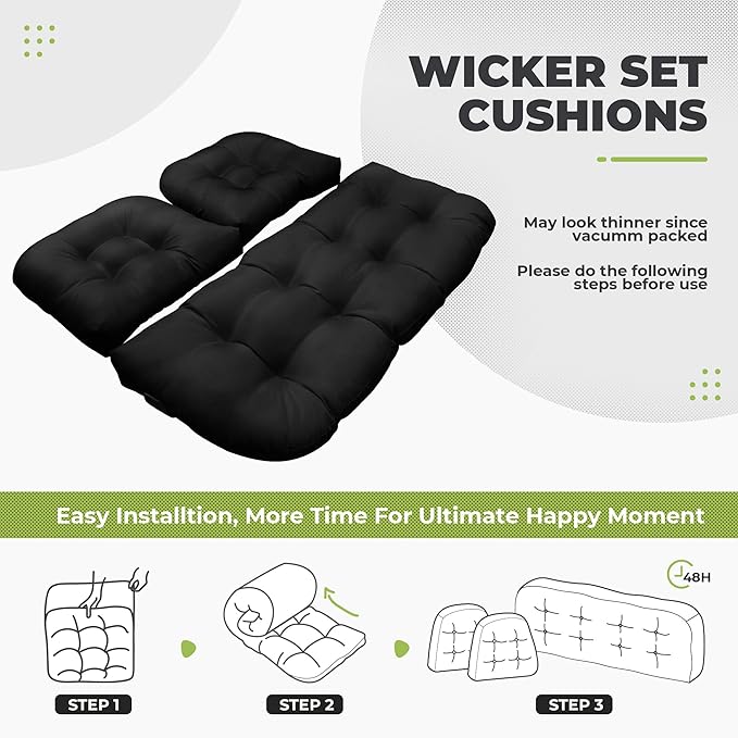 DANGHOOGY Wicker Chair Cushions, Waterproof Outdoor Loveseat Cushions - Image 6