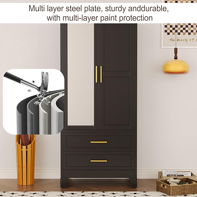 erosoei Metal Armoire Wardrobe Closet, 71 "Metal Clothing Storage Cabinet - Image 5