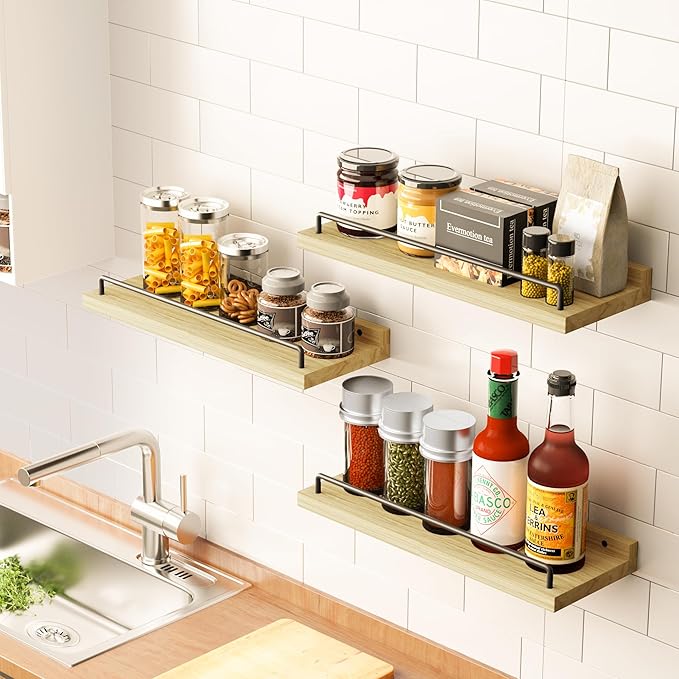 RYOFOBETTO Floating Shelves for Wall Decor, Light Brown Wood Shelves for - Image 7