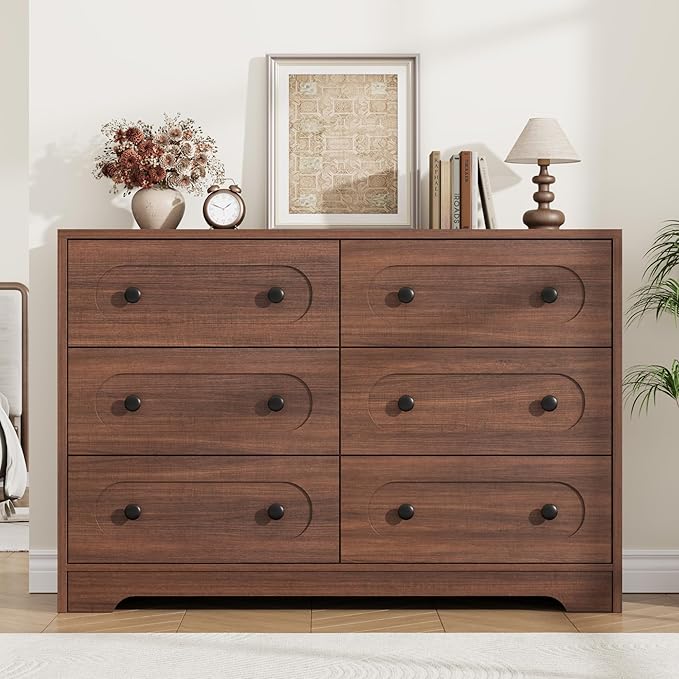 Garvee 6 Drawer Dresser for Bedroom, Wooden Mid Century Modern Chest of Drawers by Garvee