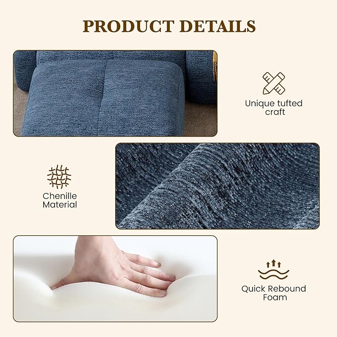 122" L Shaped Convertible Modular Couch, Cloud Couch Sectional - Image 7