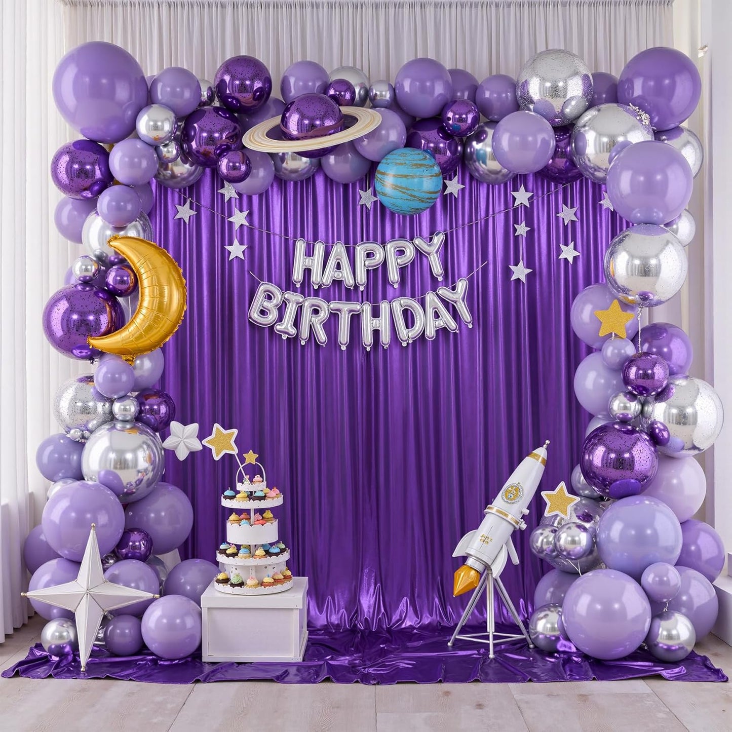 gogoparti 10x10FT Purple Sequin Backdrop Curtain - 2 Panels of 5x10FT Wrinkle-Free Glitter Drapes for Photography, Birthdays, Weddings & Graduations