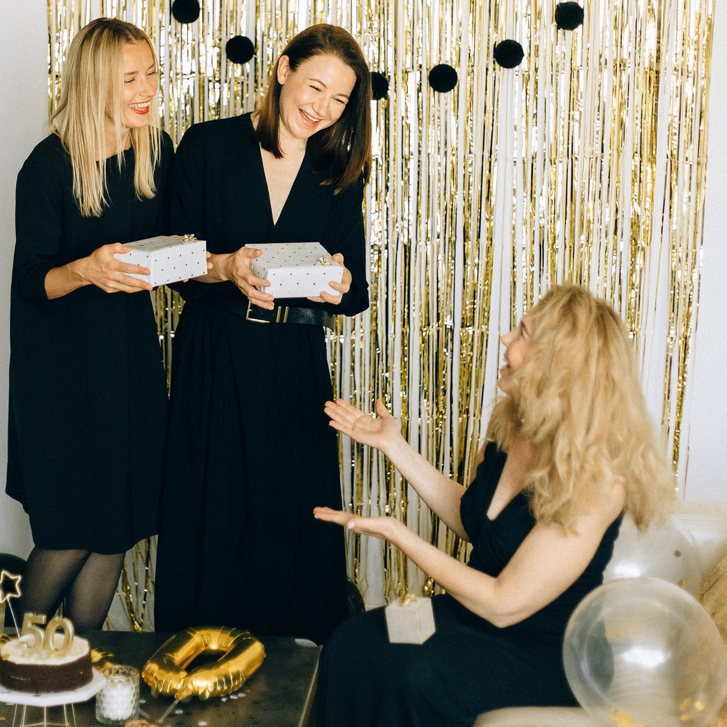 QRabbit 4 Pack Purple Tinsel Foil Fringe Curtains - 3.3x6.6 Ft Metallic Party Streamers Backdrop for Birthday Wedding Christmas Party Decor, Self-Adhesive Photo Booth Wall Door Decorations