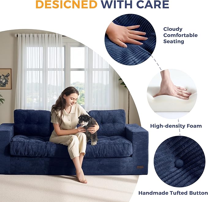 MAXYOYO Oversized Loveseat Sofa Couch, Upholstered Bean Bag Chair Cloud 3-Seat - Image 7