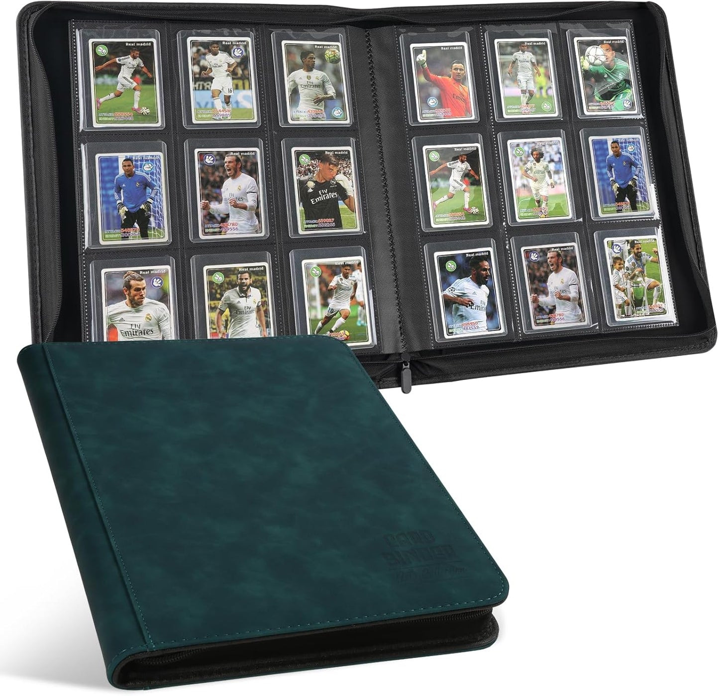 Toploader Binder with 9-Pocket Pages, Holds 288 "3×4" Rigid Toploader Hard Cases, Card Holder for Collectible Cards or Sports Cards, Durable Sleeves for Storage & Display (Viridian)