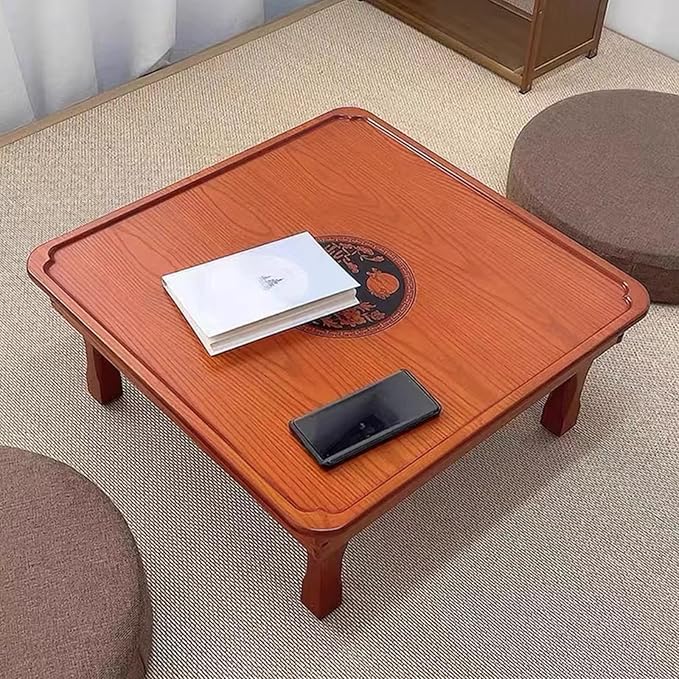 Rectangle Folding Low Coffee Table, Japanese Style Solid Wood Floor Table - Image 6