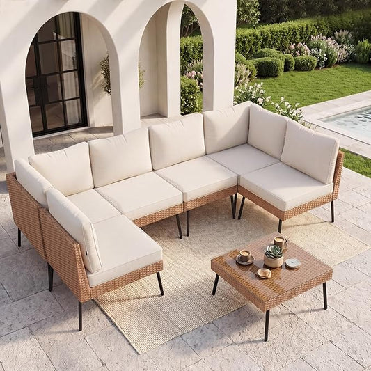 Aoxun 5-Piece Patio Furniture Set, Wicker Outdoor Furniture by Aoxun