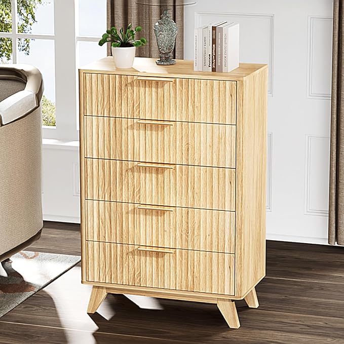 VINGLI Tall Dresser for Bedroom, Fluted Dresser Vertical Chest of Drawers - Image 9