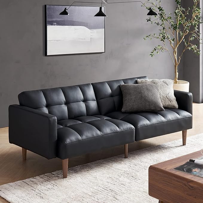 mopio 76.4" Futon Sofa Bed, Sleeper Sofa, Mid Century Modern Futon Couch - Image 3