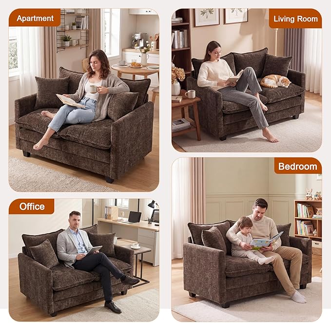 Loveseat Sofa Cloud Sofa Couch 50'', Modern Loveseats 2 Seat Couch 27" Deep Seat - Image 8