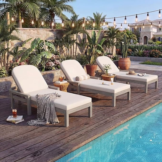 Outdoor Chaise Lounge Chair Set of 3, Patio Chaise Lounge Recliner by OwnMidcenzarQuality