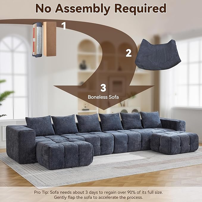 119" Boneless U-Shaped Sofa Couch - Image 6