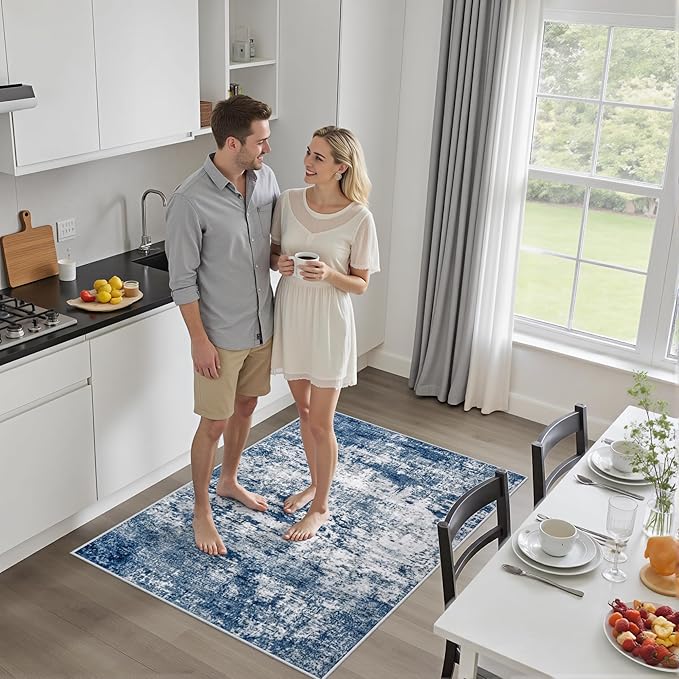 Washable Area Rug 3x5 Entryway Rug: Washable Modern Abstract Soft Thin Rug - Image 4
