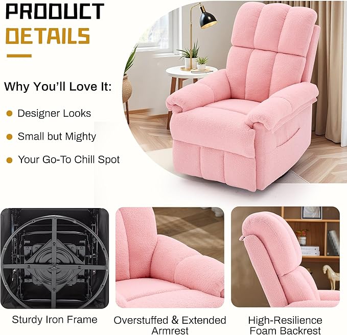 Korser Recliner Chair, Swivel Rocker Recliner Chair - Image 5