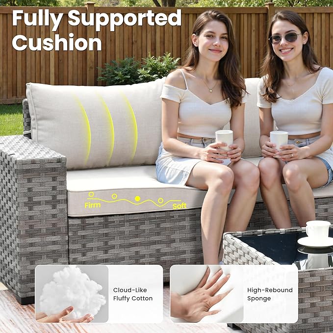 ovios 12 Pieces Patio Furniture Set, Outdoor Wicker Sectional Sofa - Image 6